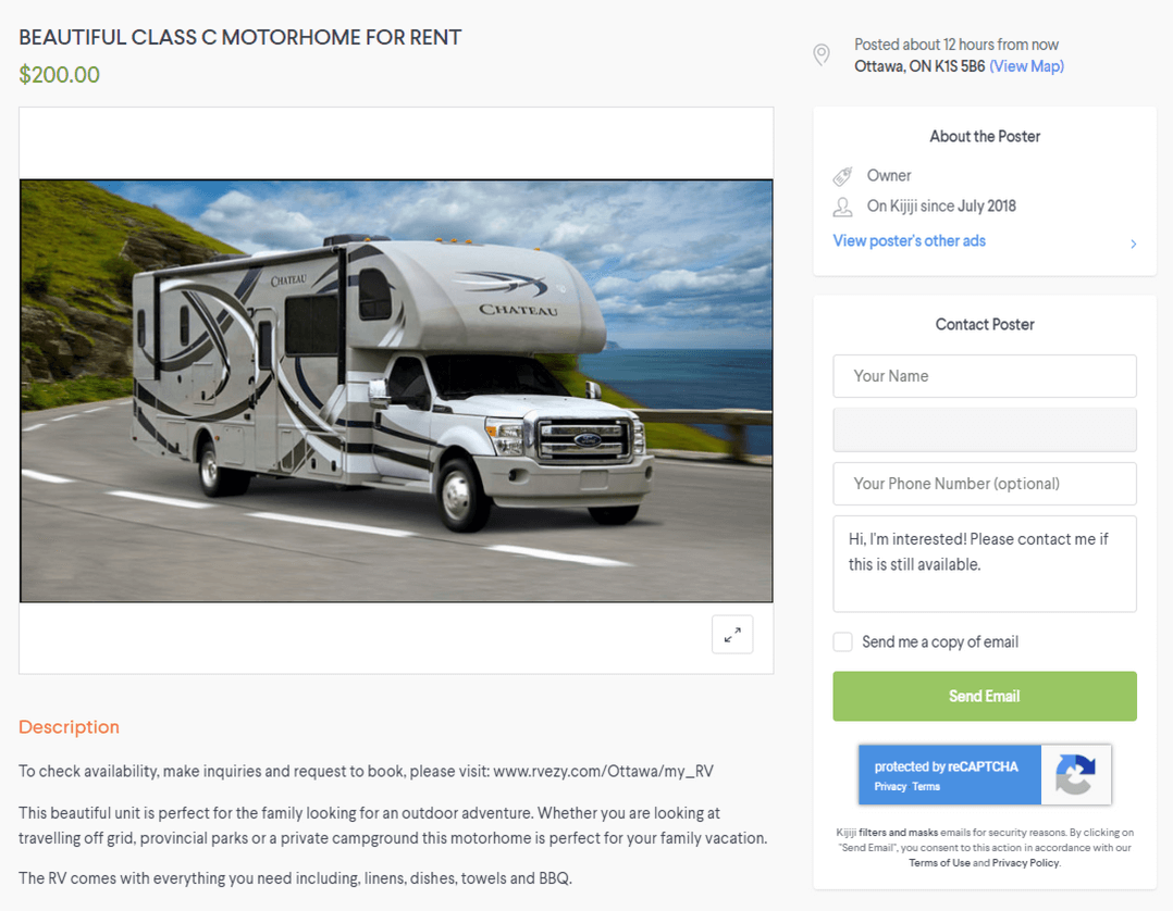 How to Boost your RV Rental Listing using Kijiji RVezy